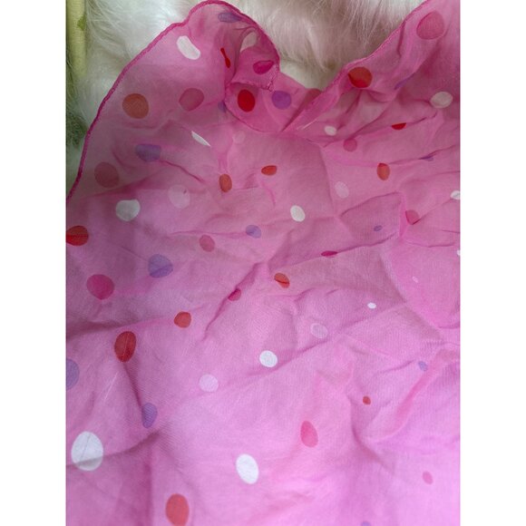 Echo Pink Polka Dot Sheer Scarf 20" X 20" Lightweight Square Wrap Vintage - Picture 4 of 6